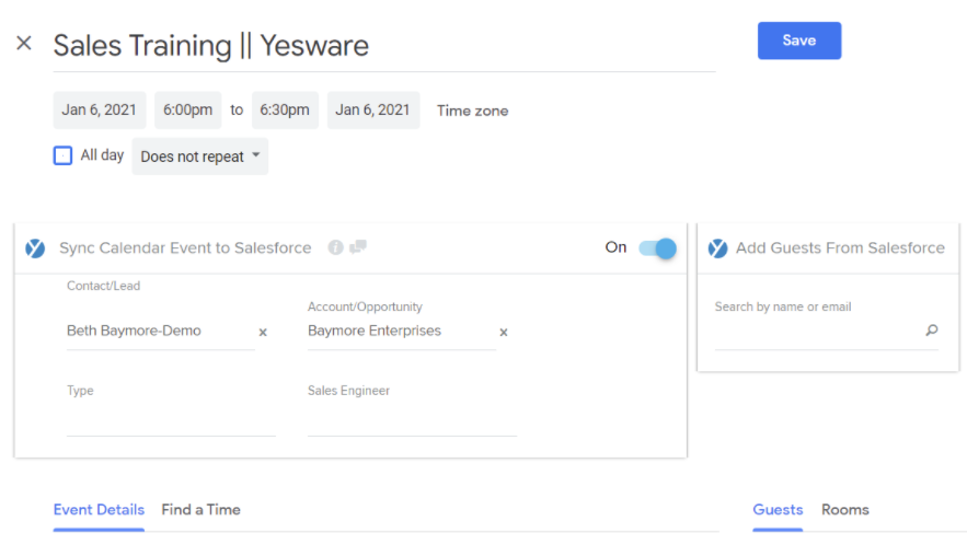 Salesforce Calendar Sync in Gmail Gmail Yesware